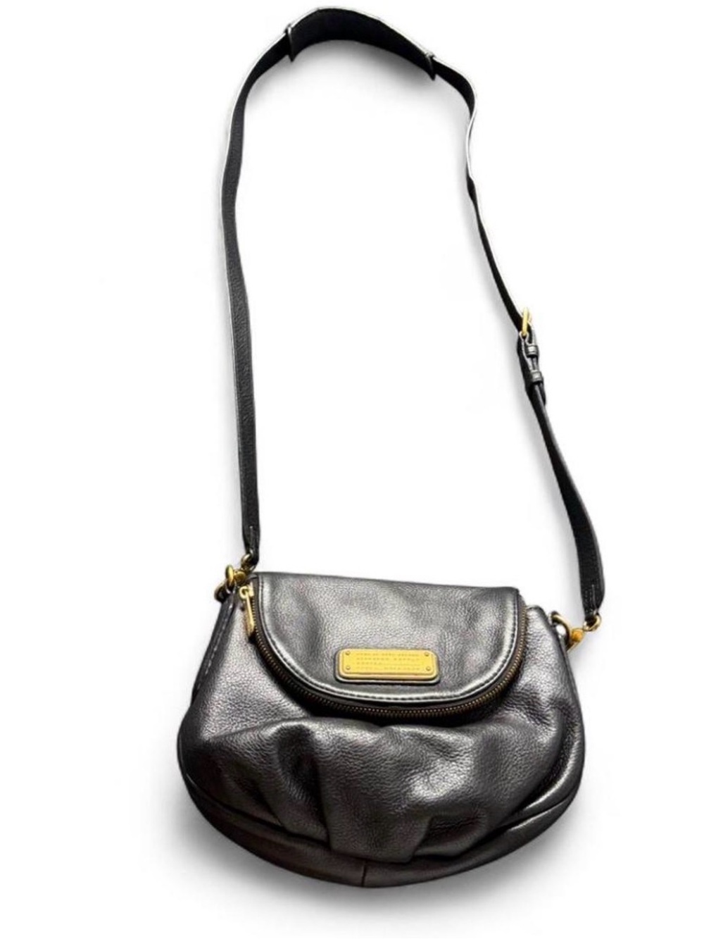 Marc Jacobs Black Pebbled Leather Crossbody with Gold-Tone Hardware